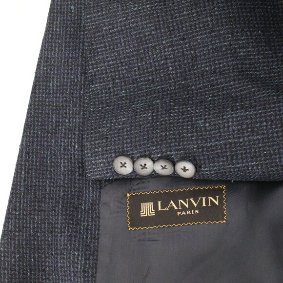 Lanvin Other - Vintage lanvin paris sport coat men's 40 hopsack notch lapel blue green jacket
